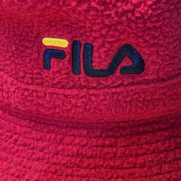 Magenta Colored Sherpa FILA Bucket Hat - Picture 2 of 5